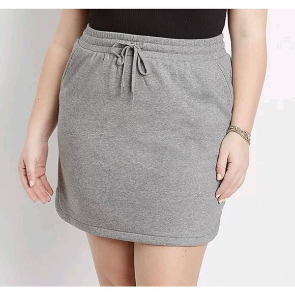 Maurices Skirt  Womens 1X Plus Sweat Lounge Heather Gray French Terry Athleticwe - Picture 1 of 5